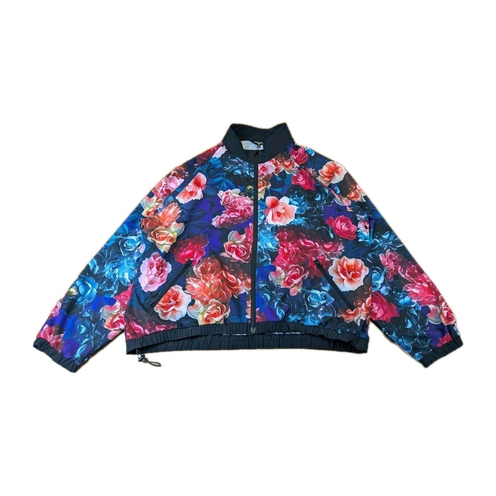 Johnny Was Floral Utility Jacket in Black, Pink, Blue, Purple size XL